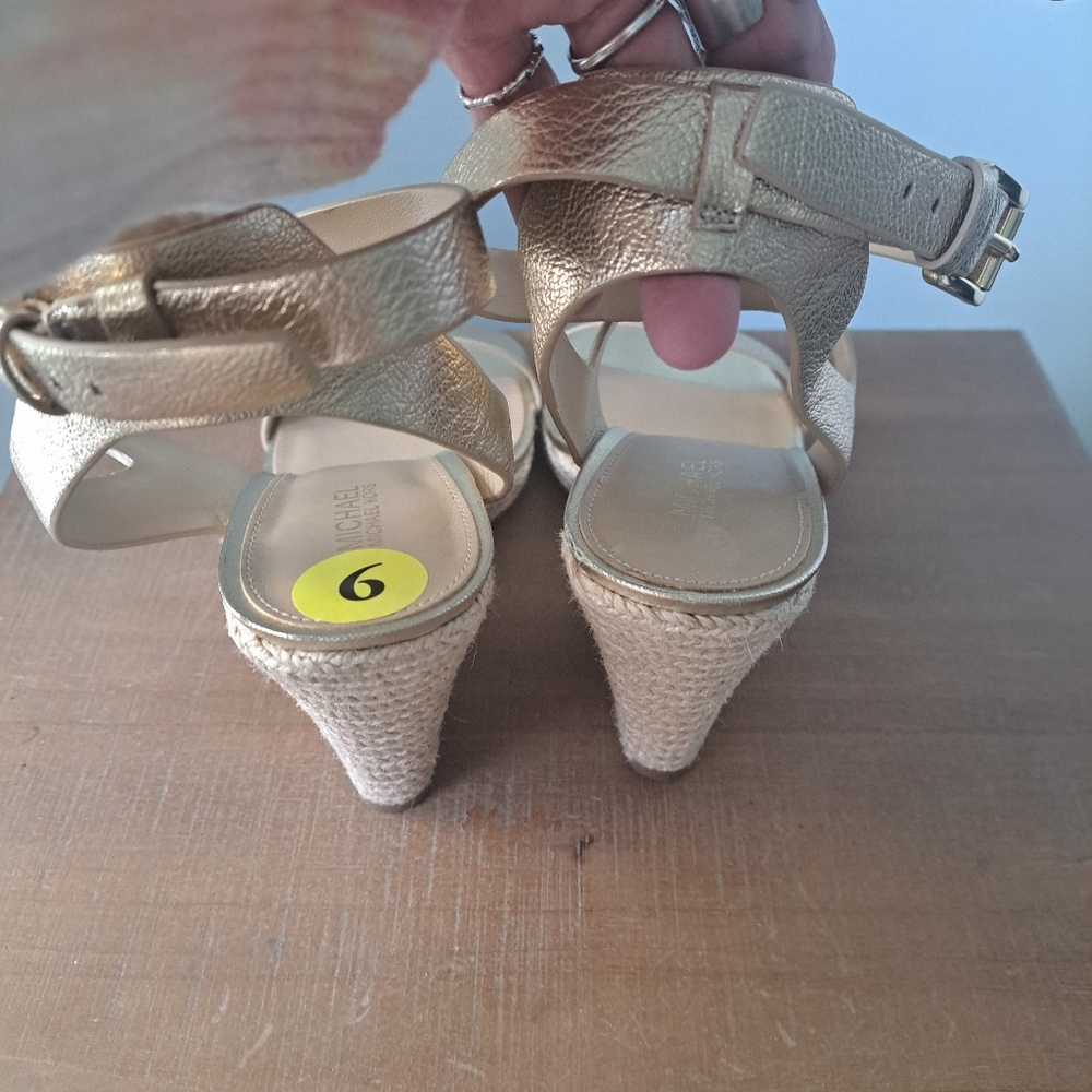 Michael Kors Kaylee Gold Wedge Sandals - Picture 4 of 8